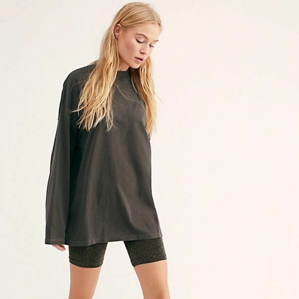 We The Free FREE PEOPLE Black BE FREE TUNIC Top